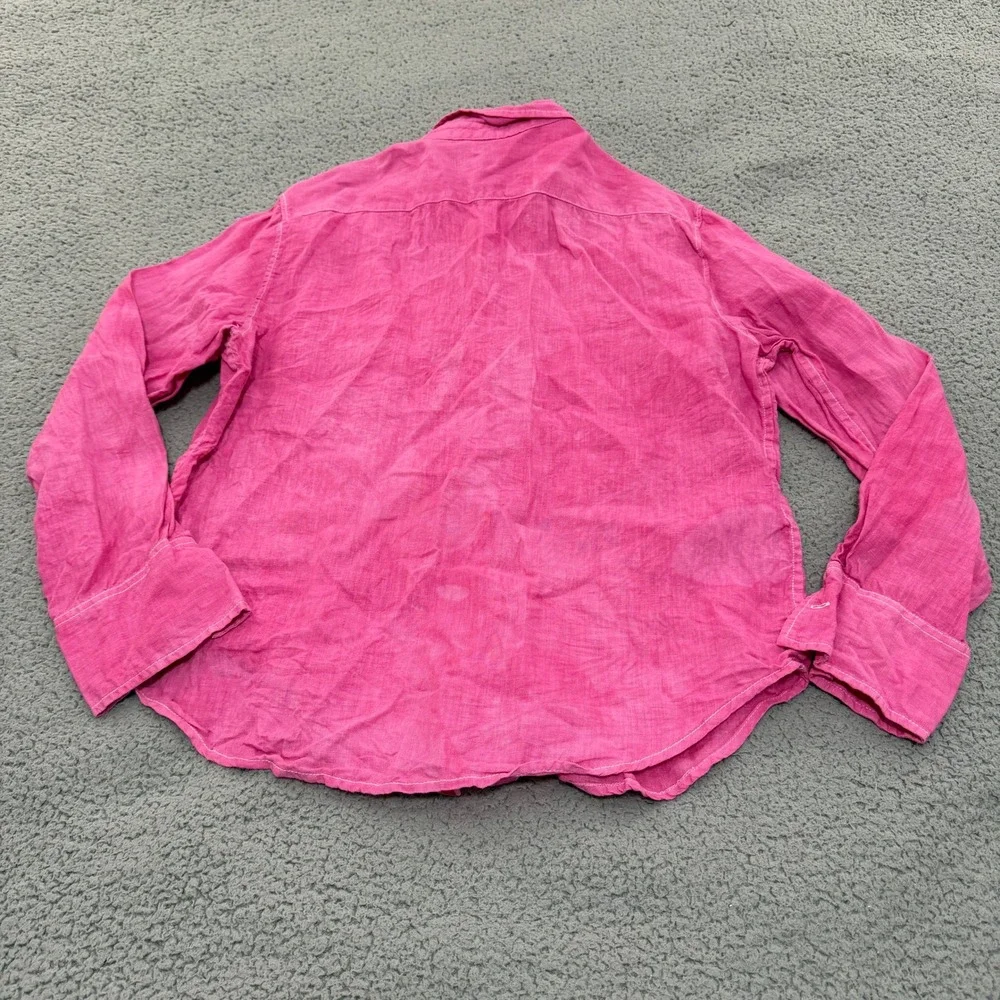 JCrew Baird McNutt Irish Linen Shirt Womens Size 10 Hot Pink Garcon Classic Fit